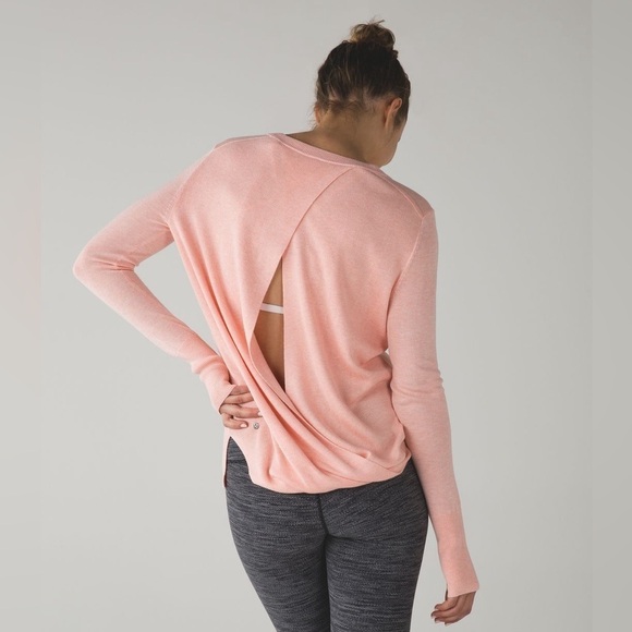 Lululemon Bring It Backbend Sweater Heathered Minty Pink - Picture 1 of 11